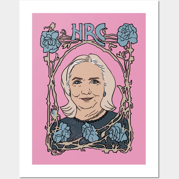 Hillary Clinton Art Nouveau Poster Wall Art by Annelie